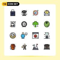 paquete de iconos de vector de stock de 16 signos y símbolos de línea para el historial de correo de informe carta de dólar elementos de diseño de vector creativo editable