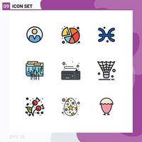 User Interface Pack of 9 Basic Filledline Flat Colors of computer internet astrology digital currency Editable Vector Design Elements