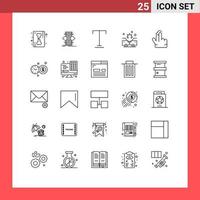 Universal Icon Symbols Group of 25 Modern Lines of hand double font insurance crash Editable Vector Design Elements