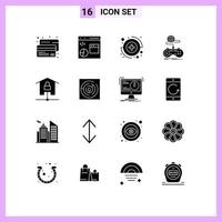 conjunto de 16 iconos de interfaz de usuario modernos símbolos signos para dispositivos programación multijugador juego de Internet elementos de diseño vectorial editables vector