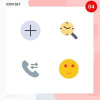 User Interface Pack of 4 Basic Flat Icons of add contact us search clock emojis Editable Vector Design Elements
