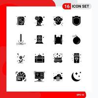 Solid Glyph Pack of 16 Universal Symbols of illustration security personal protection ware wolf Editable Vector Design Elements