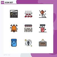 Set of 9 Modern UI Icons Symbols Signs for signal bell wedding alert summer Editable Vector Design Elements