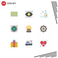 Pictogram Set of 9 Simple Flat Colors of timer target vision focus ireland Editable Vector Design Elements