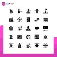 Universal Icon Symbols Group of 25 Modern Solid Glyphs of train station sport sign science knowledge Editable Vector Design Elements