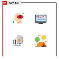 Stock Vector Icon Pack of 4 Line Signs and Symbols for harmony voltmeter lotus monitor watt Editable Vector Design Elements