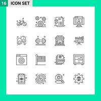 16 Thematic Vector Outlines and Editable Symbols of baby video illness technology call Editable Vector Design Elements