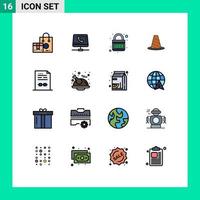 paquete de iconos vectoriales de stock de 16 signos y símbolos de línea para elementos de diseño de vectores creativos editables de bloqueo web en línea de cono de carretera