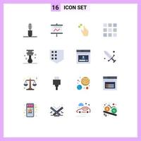 Modern Set of 16 Flat Colors Pictograph of piston car expand web design touch Editable Pack of Creative Vector Design Elements