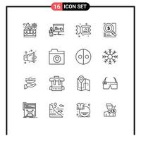 paquete de iconos de vector de stock de 16 signos y símbolos de línea para seminario de negocios de megáfono magnifer búsqueda elementos de diseño de vector editables