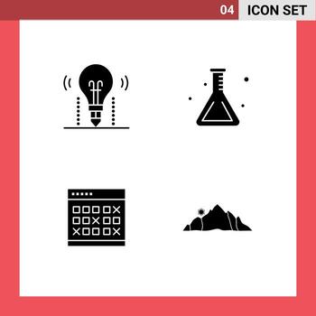 4 Thematic Vector Solid Glyphs and Editable Symbols of idea calendar solution lab event Editable Vector Design Elements