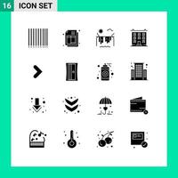Pack of 16 Modern Solid Glyphs Signs and Symbols for Web Print Media such as direction right canada arrow home Editable Vector Design Elements