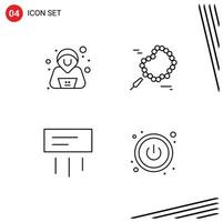 Group of 4 Filledline Flat Colors Signs and Symbols for confirm home bead air switch Editable Vector Design Elements