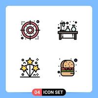 Set of 4 Modern UI Icons Symbols Signs for arrow firework focus flask party Editable Vector Design Elements