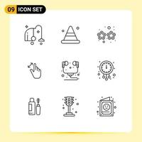 Outline Pack of 9 Universal Symbols of computer magnification carnival interface expand Editable Vector Design Elements