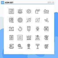 Set of 25 Modern UI Icons Symbols Signs for boat emoji bolt hand power Editable Vector Design Elements