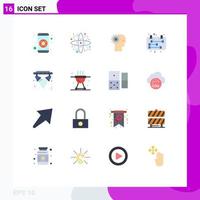 16 User Interface Flat Color Pack of modern Signs and Symbols of schedule calendar brain business personal Editable Pack of Creative Vector Design Elements