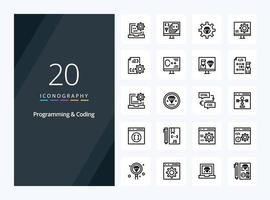 20 Programming And Coding Outline icon for presentation vector