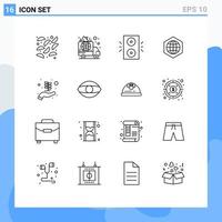 Universal Icon Symbols Group of 16 Modern Outlines of growth internet decoration globe earth Editable Vector Design Elements