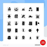 Modern Set of 25 Solid Glyphs Pictograph of cell server park network trees Editable Vector Design Elements