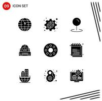 Pictogram Set of 9 Simple Solid Glyphs of protection explorer strategic cosmonaut pointer Editable Vector Design Elements