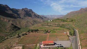 Aerial view of a town in a mountain region video