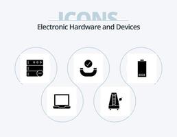 diseño de iconos del paquete de iconos de glifo de dispositivos 5. energía. eléctrico. base de datos. batería. comprobado vector