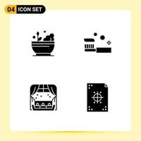 Universal Icon Symbols Group of 4 Modern Solid Glyphs of hospital home soup cleaning window Editable Vector Design Elements