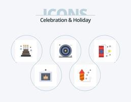 Celebration and Holiday Flat Icon Pack 5 Icon Design. carnival. independence. cake. day. holiday vector