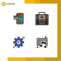 Pack of 4 creative Filledline Flat Colors of mobile business chat first aid solution Editable Vector Design Elements