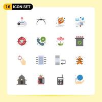 Flat Color Pack of 16 Universal Symbols of process target kite mail email Editable Pack of Creative Vector Design Elements