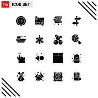 16 Universal Solid Glyphs Set for Web and Mobile Applications military cannon books journey board Editable Vector Design Elements