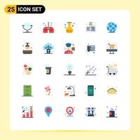 25 Universal Flat Color Signs Symbols of world global tube knowledge book Editable Vector Design Elements