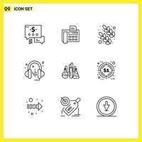 Editable Vector Line Pack of 9 Simple Outlines of discount lab leaves dope sound Editable Vector Design Elements