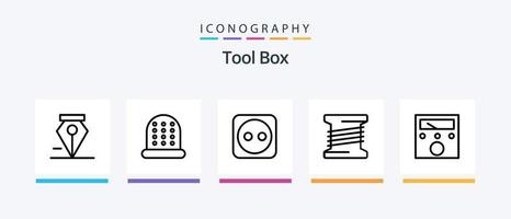 paquete de iconos de la línea 5 de herramientas que incluye . metro. . diseño de iconos creativos vector