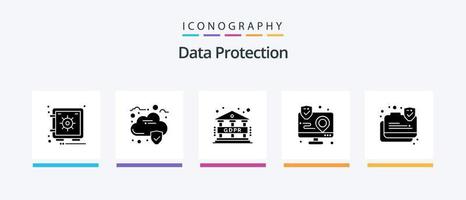 Data Protection Glyph 5 Icon Pack Including protection. connection. gdpr. map. interaction. Creative Icons Design vector