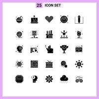 Set of 25 Modern UI Icons Symbols Signs for text education timer technology stopwatch valentine Editable Vector Design Elements