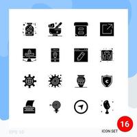 Editable Vector Line Pack of 16 Simple Solid Glyphs of security internet archive computer link Editable Vector Design Elements