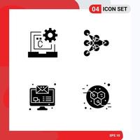 4 Universal Solid Glyphs Set for Web and Mobile Applications c imac develop deep monitor email Editable Vector Design Elements