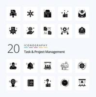 20 Task And Project Management Solid Glyph icon Pack like mailbox  box  notification technology vector