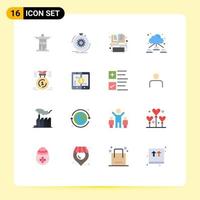 Modern Set of 16 Flat Colors and symbols such as medal cloud speed network keyboard Editable Pack of Creative Vector Design Elements