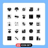 25 User Interface Solid Glyph Pack of modern Signs and Symbols of ui newspaper plus news setting bug Editable Vector Design Elements