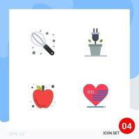 4 Creative Icons Modern Signs and Symbols of manual food plug apple love Editable Vector Design Elements
