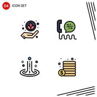 4 Creative Icons Modern Signs and Symbols of plant ripple call contact water Editable Vector Design Elements