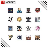 Modern Set of 16 Flat Color Filled Lines Pictograph of locket park house water no food Editable Creative Vector Design Elements