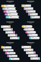 plantilla de diapositiva de presentación del paquete de infografías vectoriales 6 diagramas de ciclo de 5 pasos y líneas de tiempo vector