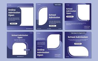 School admission square banner. Suitable for educational banner and social media post template vector