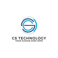 CS technology logo designs, initial name logo template vector