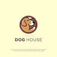 creative dog house logo design in circle vector, can use for your trademark, branding identity or commercial brand vector