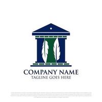 Law firm consultant logo vector illustrations with feather and pillar greek element